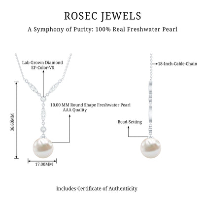 Natural Freshwater Pearl Bridal Necklace With Lab Diamond