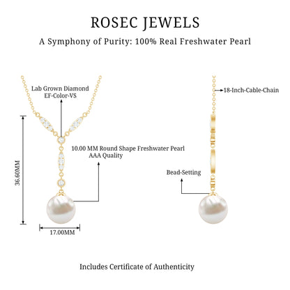 Natural Freshwater Pearl Bridal Necklace With Lab Diamond