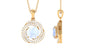 Minimal Moonstone and Diamond Swirl Halo Pendant Necklace