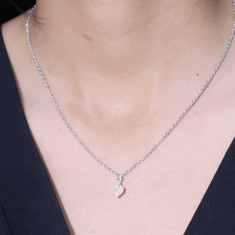 0.75 Carat Heart Shape Ethiopian Opal Necklace With Chain