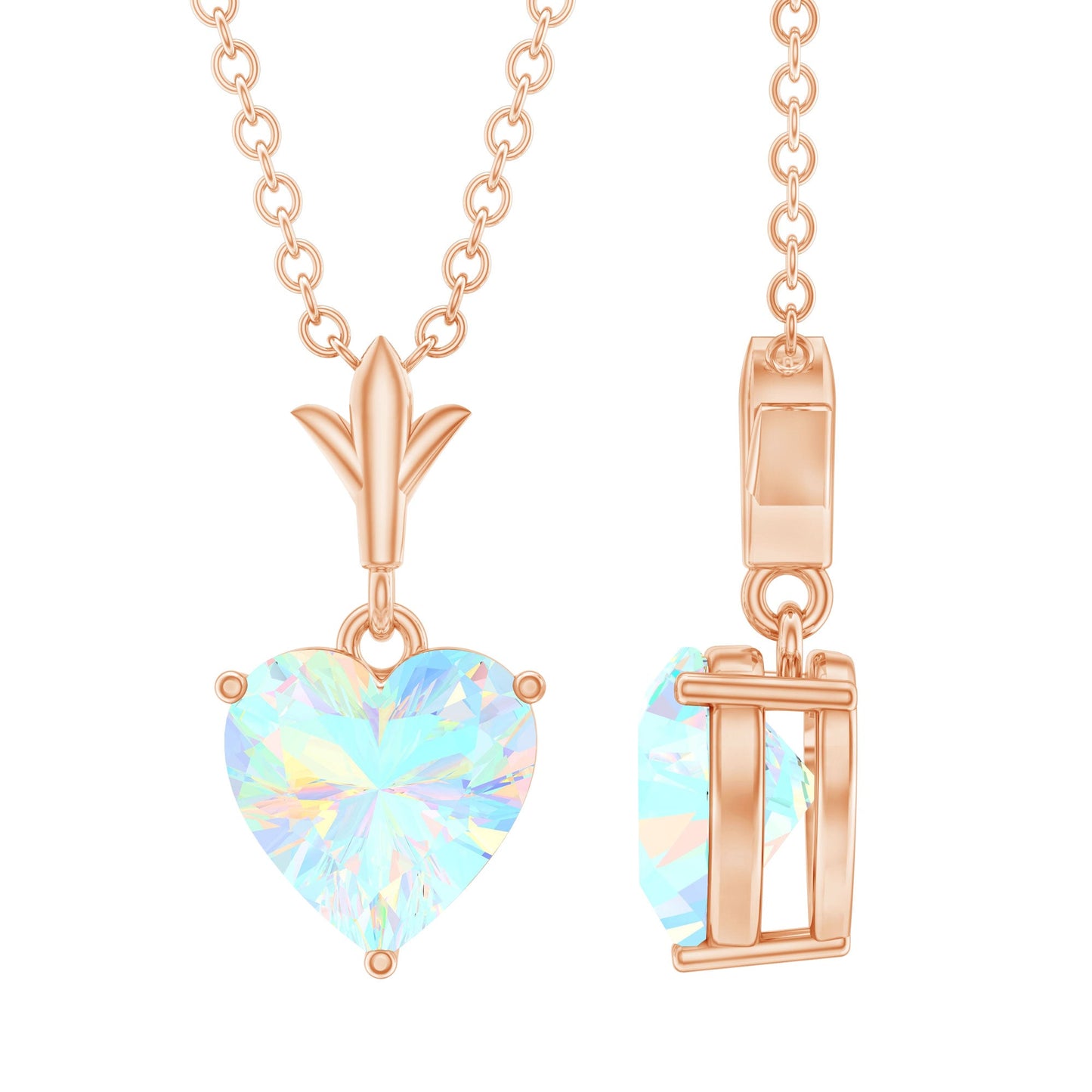 0.75 Carat Heart Shape Ethiopian Opal Necklace With Chain