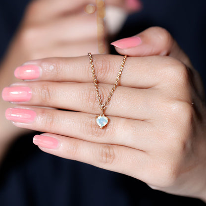 0.75 Carat Heart Shape Ethiopian Opal Necklace With Chain