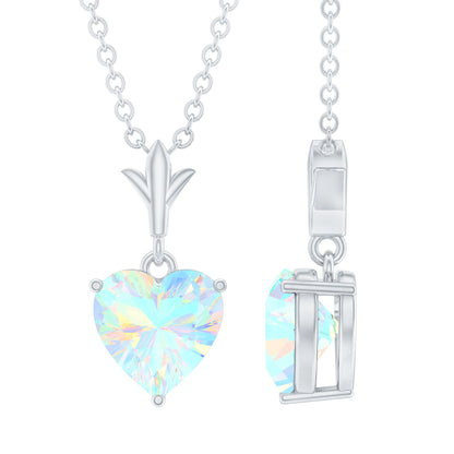 0.75 Carat Heart Shape Ethiopian Opal Necklace With Chain