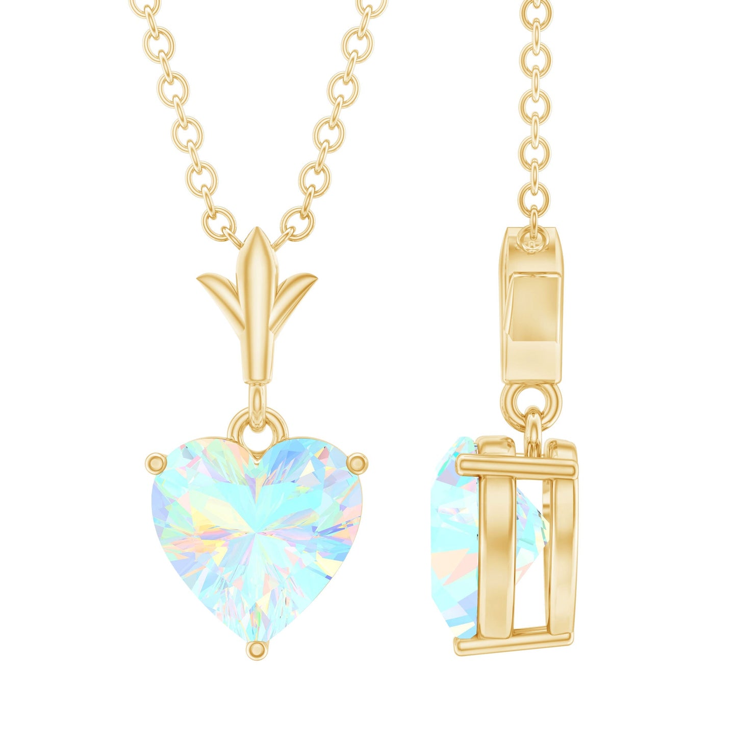 0.75 Carat Heart Shape Ethiopian Opal Necklace With Chain