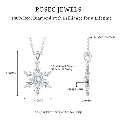 Certified Diamond Snowflake Christmas Necklace