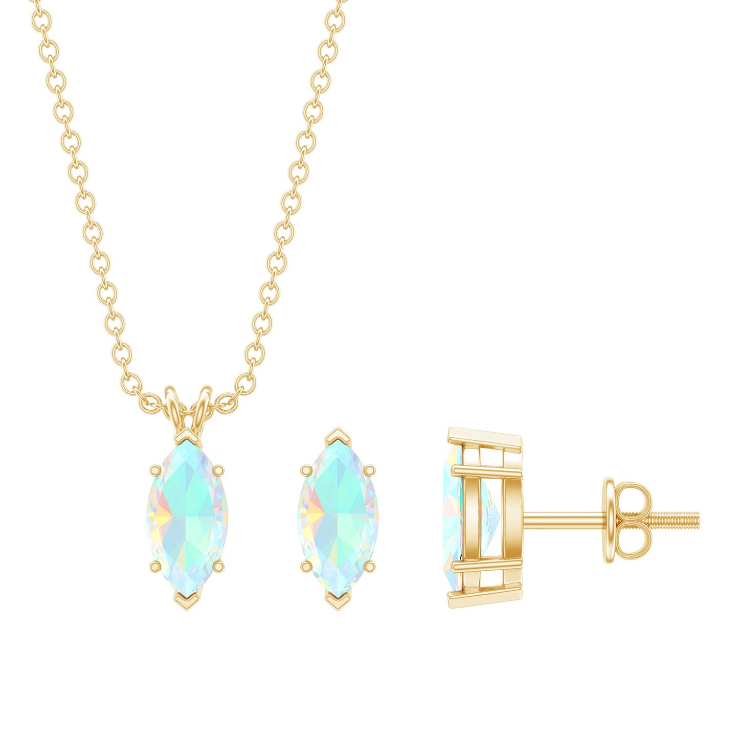 Marquise Cut 4X8 MM Ethiopian Opal Solitaire Jewelry Set
