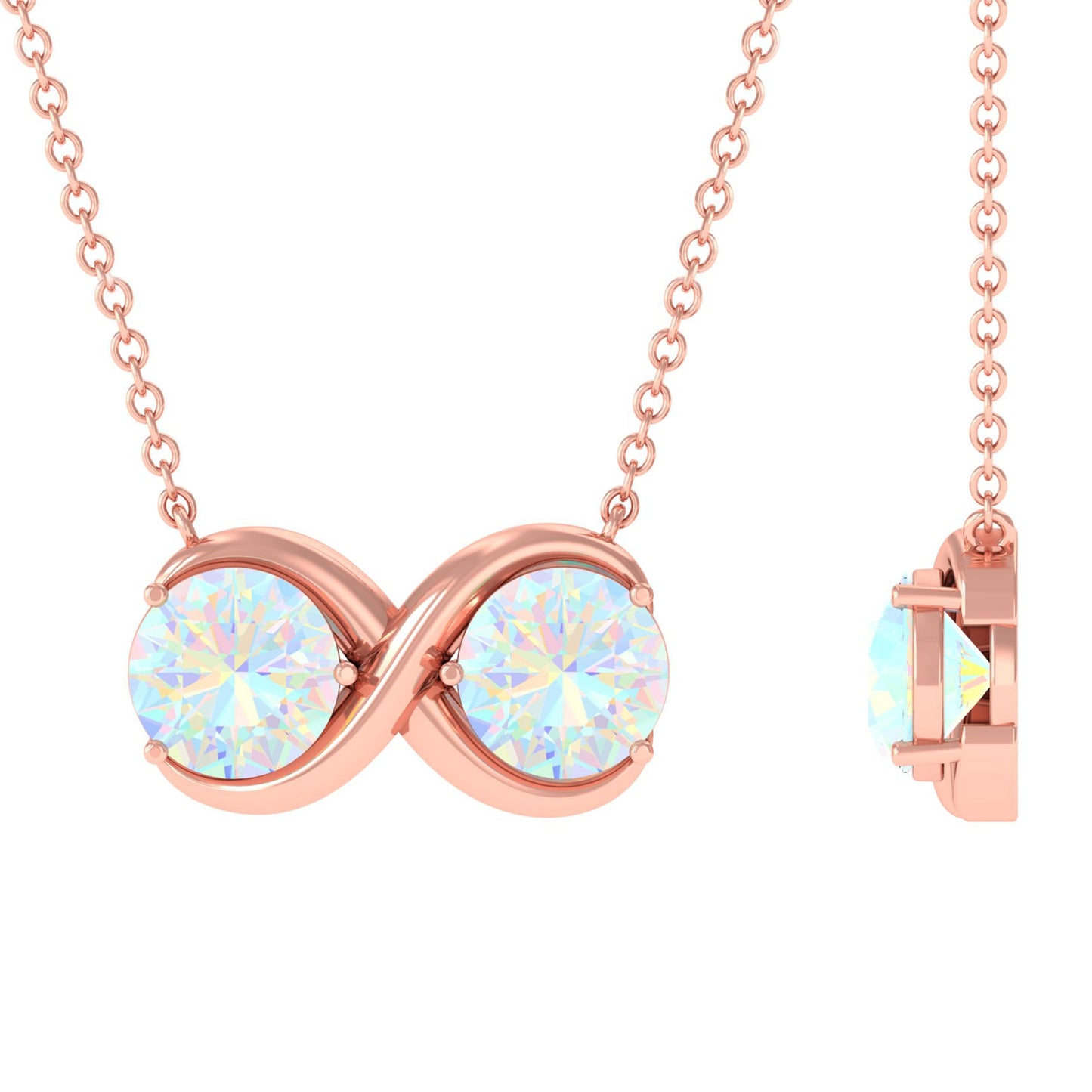 Real Ethiopian Opal 2 Stone Infinity Necklace for Women