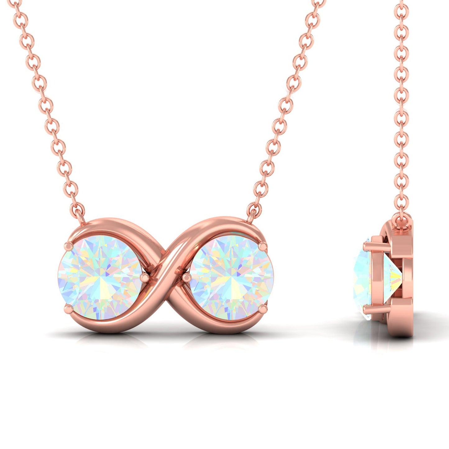 Real Ethiopian Opal 2 Stone Infinity Necklace for Women