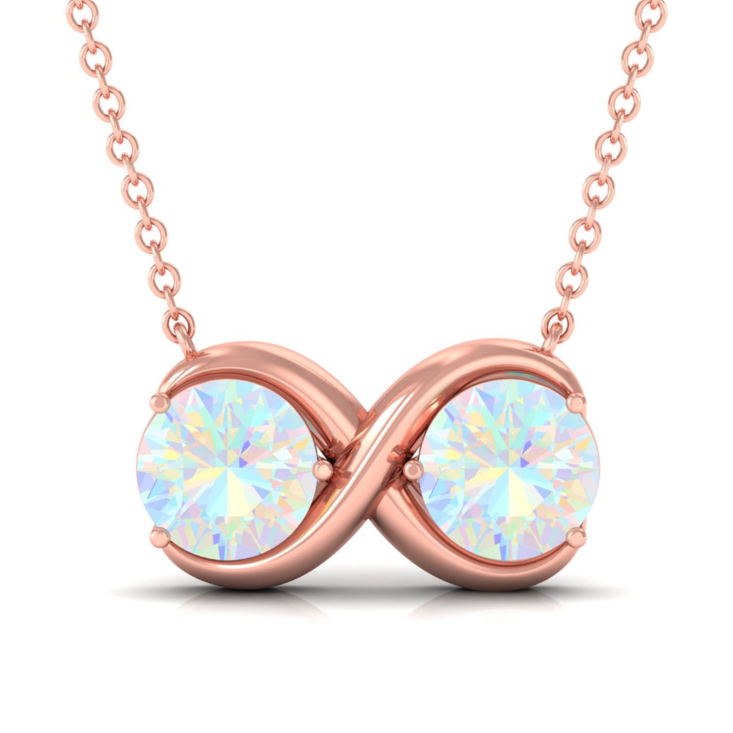 Real Ethiopian Opal 2 Stone Infinity Necklace for Women