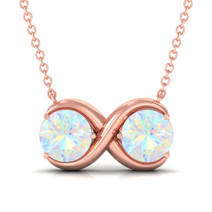 Real Ethiopian Opal 2 Stone Infinity Necklace for Women