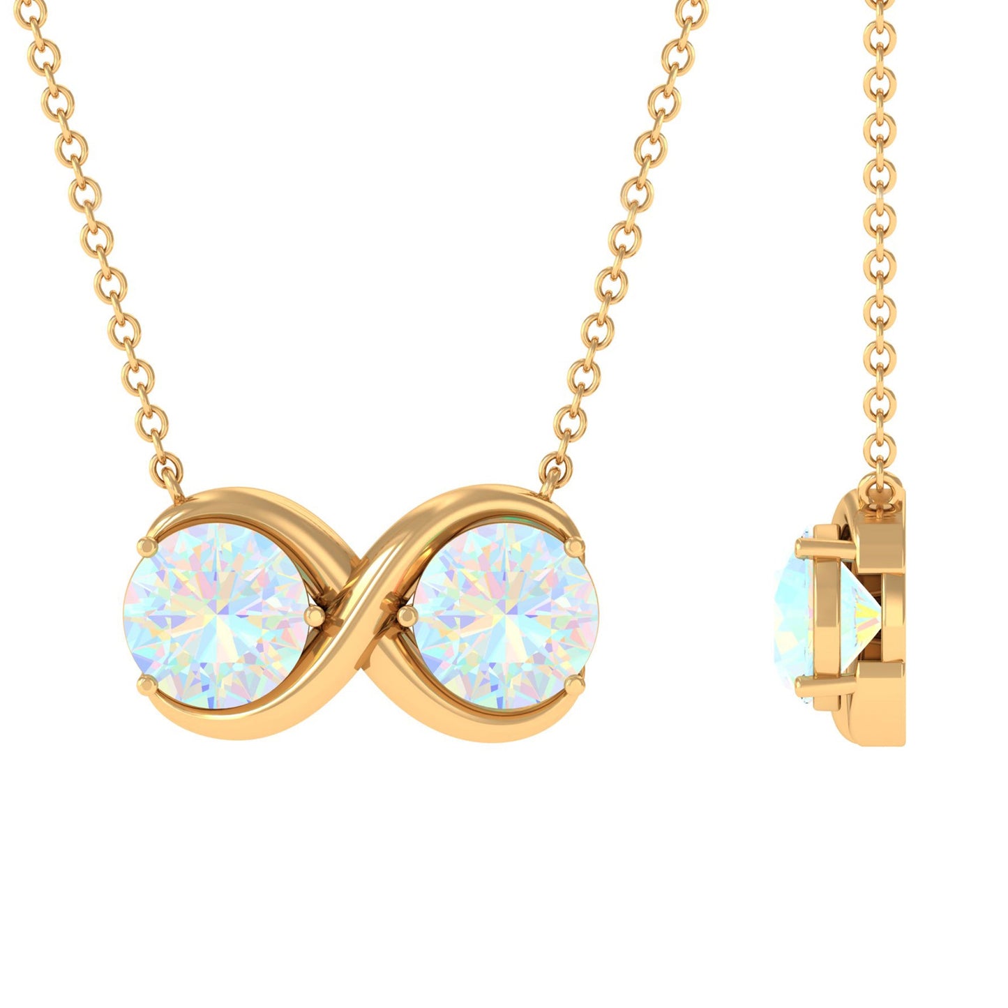 Real Ethiopian Opal 2 Stone Infinity Necklace for Women