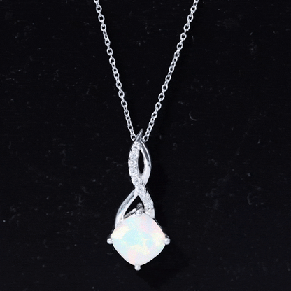 Ethiopian Opal Solitaire Infinity Necklace with Moissanite