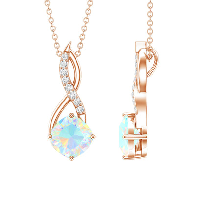 Ethiopian Opal Solitaire Infinity Necklace with Moissanite