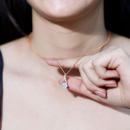 Ethiopian Opal Solitaire Infinity Necklace with Moissanite