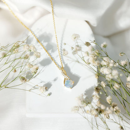 Ethiopian Opal Solitaire Infinity Necklace with Moissanite