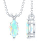 Marquise Cut 0.5 Carat Ethiopian Opal Solitaire Necklace with Silver Chain