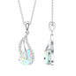 2 Carat Pear Shaped Ethiopian Opal and Diamond Leaf Pendant