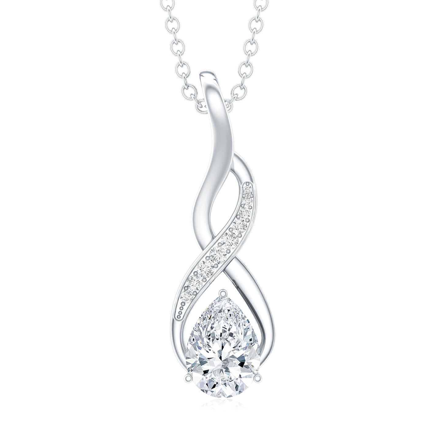 Certified Pear Shape Moissanite Infinity Pendant for Women
