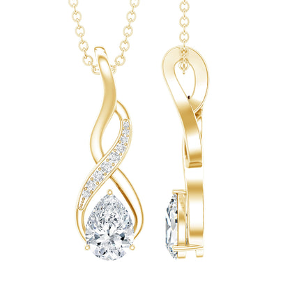 Certified Pear Shape Moissanite Infinity Pendant for Women