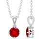 Womens Lab Grown Ruby Solitaire Necklace with Chain