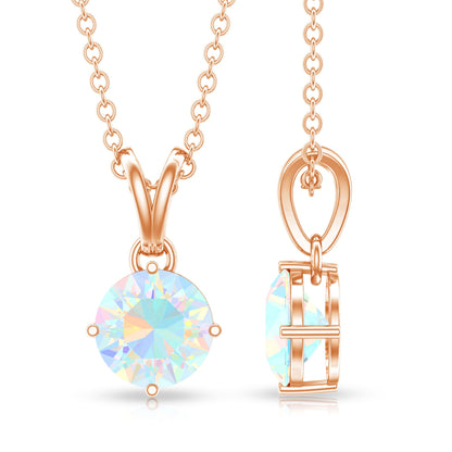 1/2 CT Round Cut Ethiopian Opal Solitaire Pendant