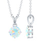 1/2 CT Round Cut Ethiopian Opal Solitaire Pendant