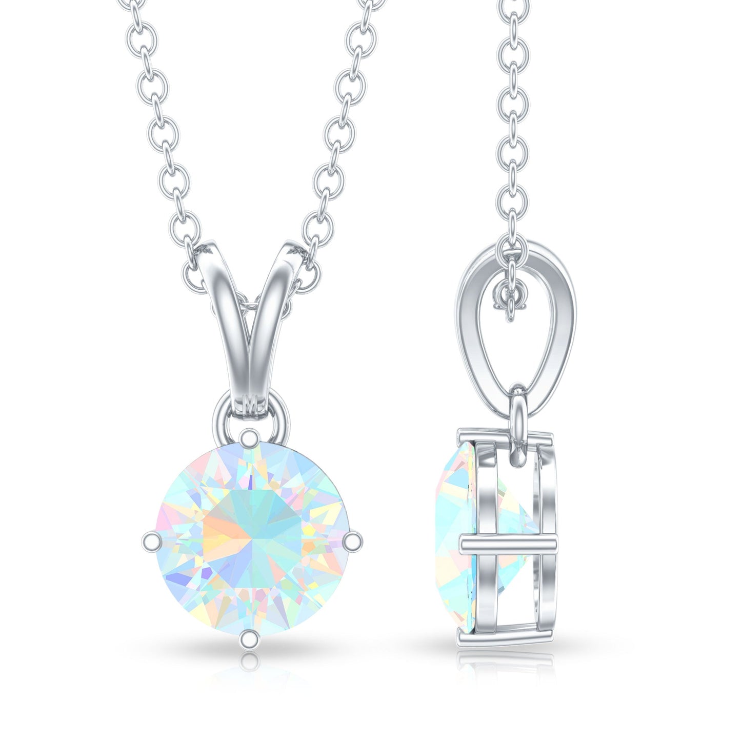 1/2 CT Round Cut Ethiopian Opal Solitaire Pendant