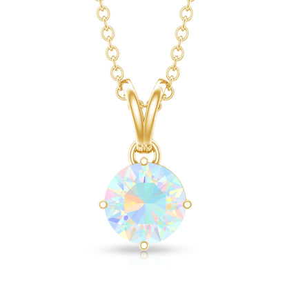 1/2 CT Round Cut Ethiopian Opal Solitaire Pendant