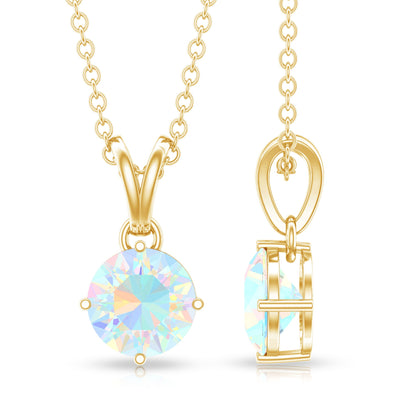 1/2 CT Round Cut Ethiopian Opal Solitaire Pendant