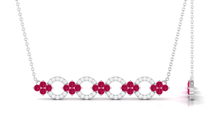 Genuine Ruby and Diamond Bridal Bar Necklace