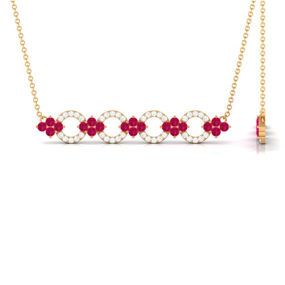 Genuine Ruby and Diamond Bridal Bar Necklace