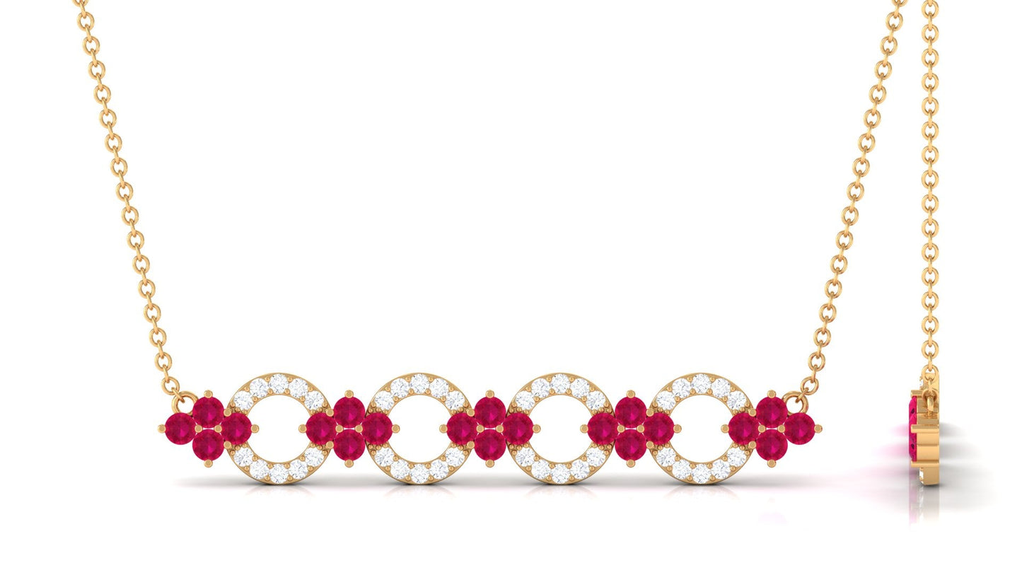 Genuine Ruby and Diamond Bridal Bar Necklace