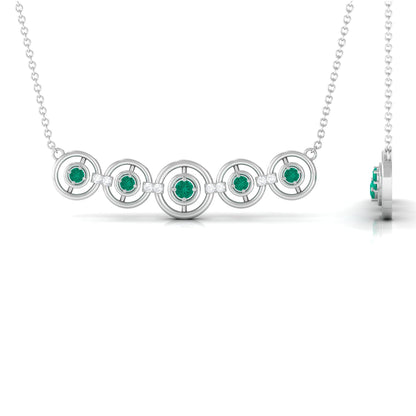 Contemporary Emerald Bar Necklace with Diamond