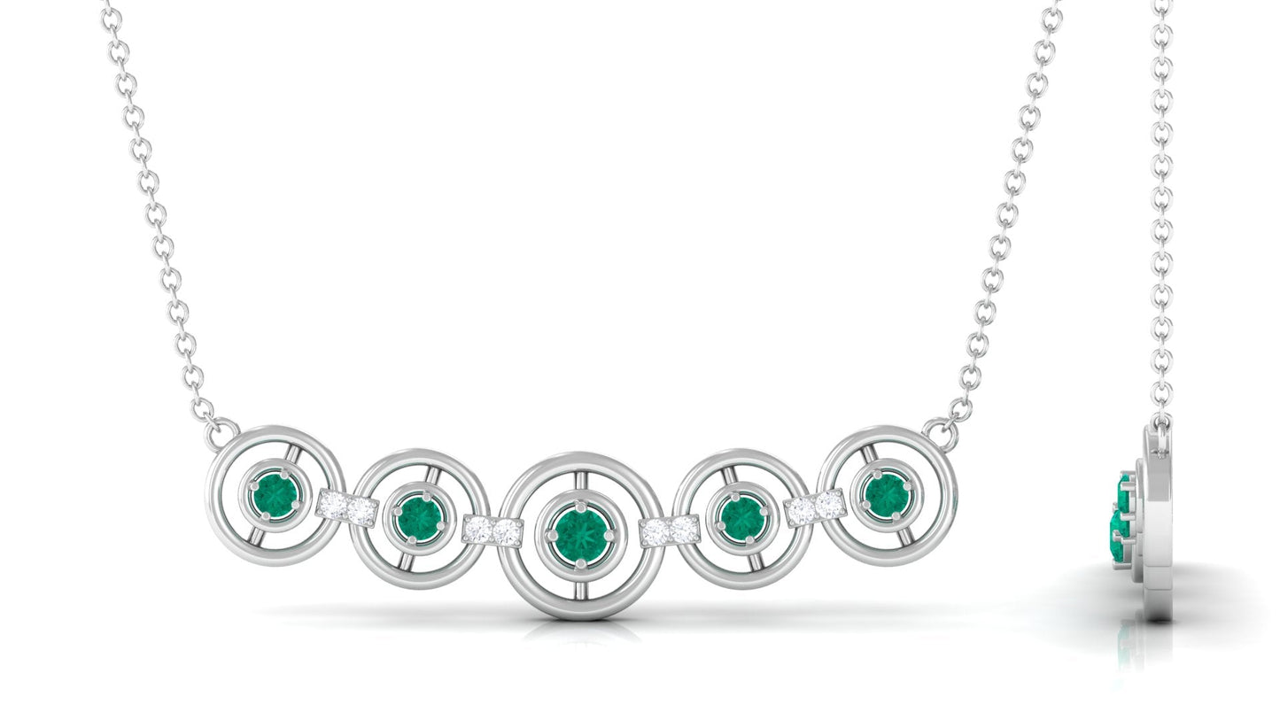 Contemporary Emerald Bar Necklace with Diamond