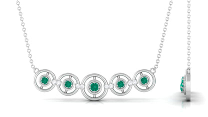 Contemporary Emerald Bar Necklace with Diamond
