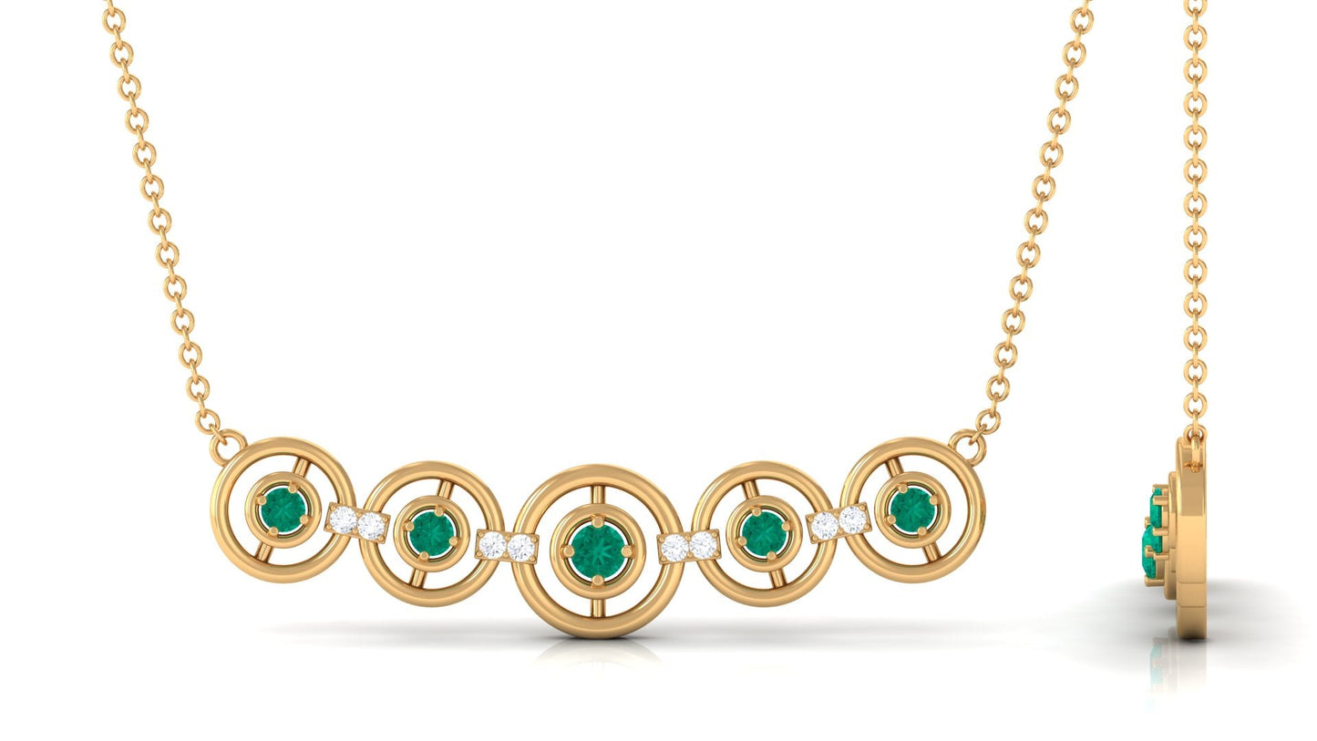 Contemporary Emerald Bar Necklace with Diamond