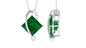 Certified Created Emerald Princess Cut Solitaire Diagonal Pendant with Diamond