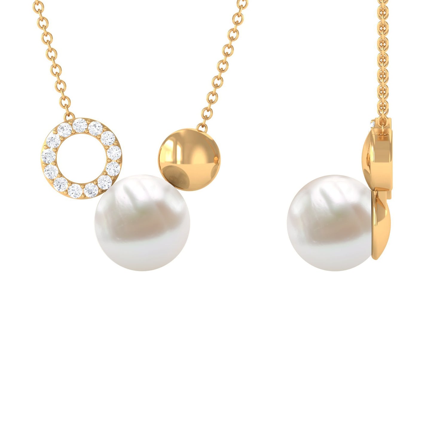 8 Carat Freshwater Pearl and Diamond Mickey Mouse Cocktail Necklace