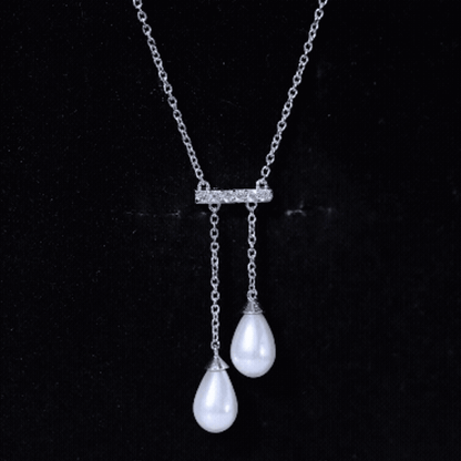 Genuine Freshwater Pearl and Diamond Bar Drop Necklace with Certificate