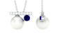 Round Freshwater Pearl and Blue Sapphire Estate Necklace with Moissanite