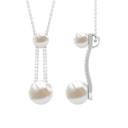 Designer Freshwater Pearl Dangle Pendant with Diamond
