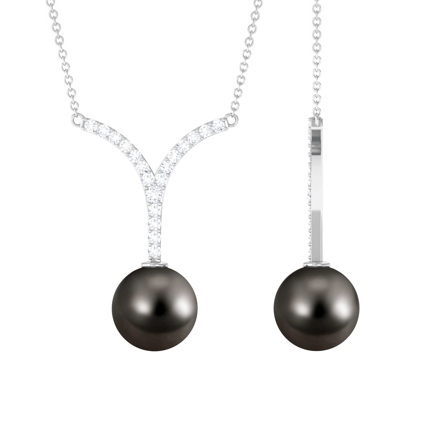 Black Tahitian Pearl and Diamond Classic Necklace