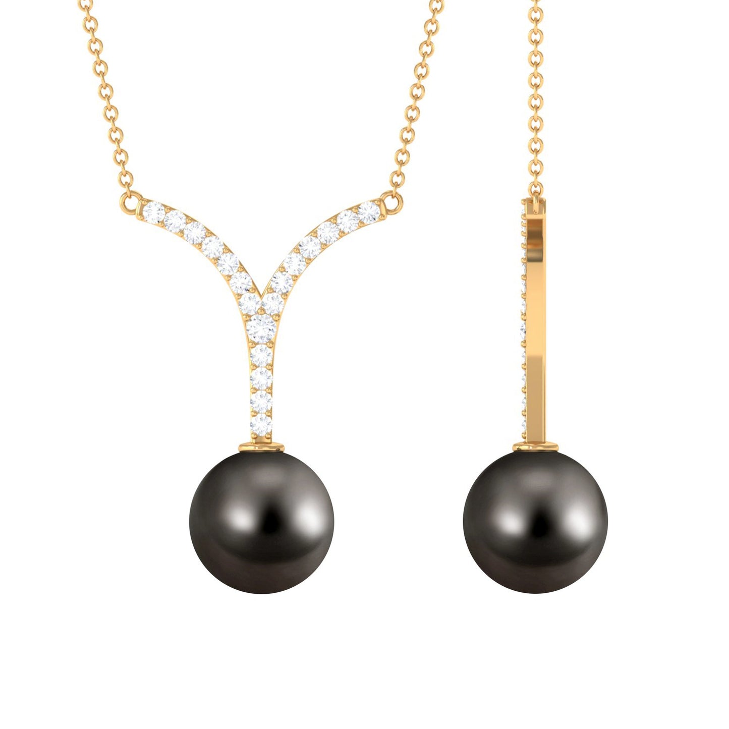 Black Tahitian Pearl and Diamond Classic Necklace