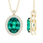 3 Carat Oval Lab Created Emerald Pendant with Diamond Halo