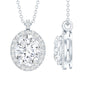 Certified 8X10 MM Oval Cubic Zirconia Halo Pendant with Chain