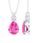 3.3 Carat Lab Grown Pink Sapphire and Diamond Teardrop Necklace