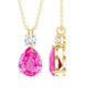 3.3 Carat Lab Grown Pink Sapphire and Diamond Teardrop Necklace
