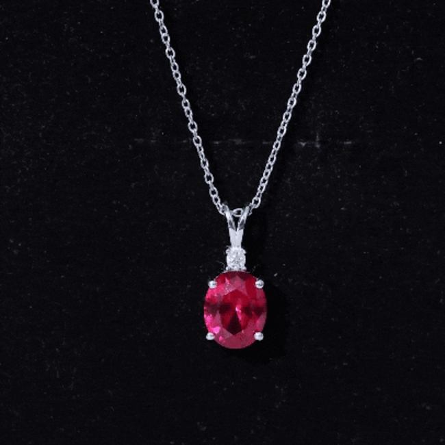 4 Carat Lab Created Ruby Bridal Necklace with Chain