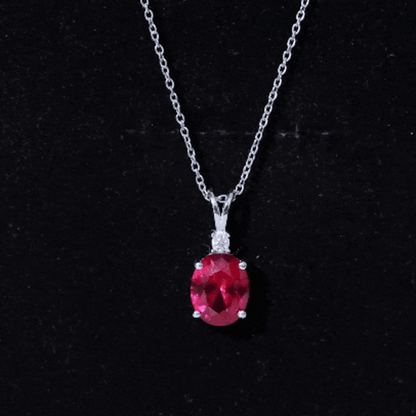 4 Carat Lab Created Ruby Bridal Necklace with Chain