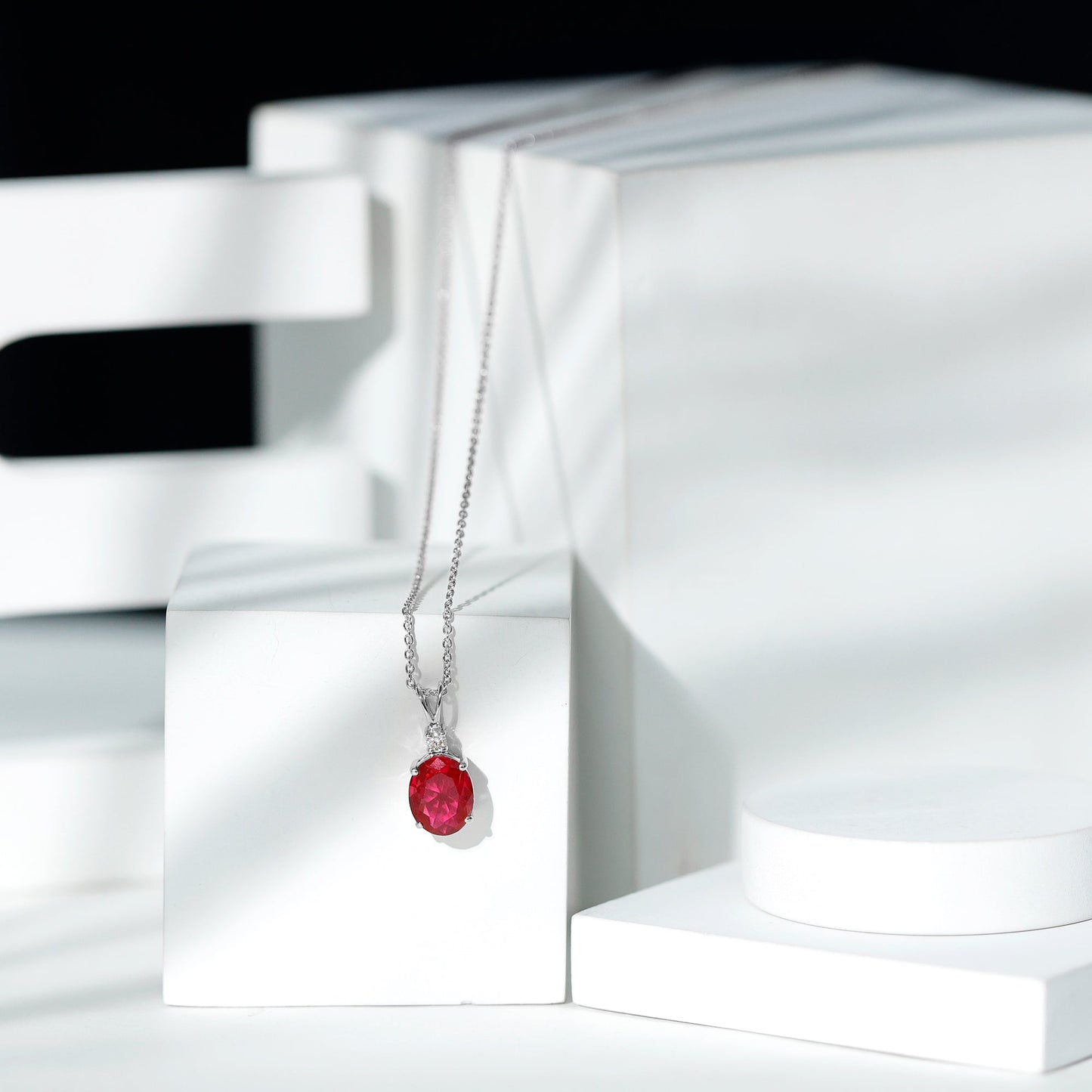 4 Carat Lab Created Ruby Bridal Necklace with Chain